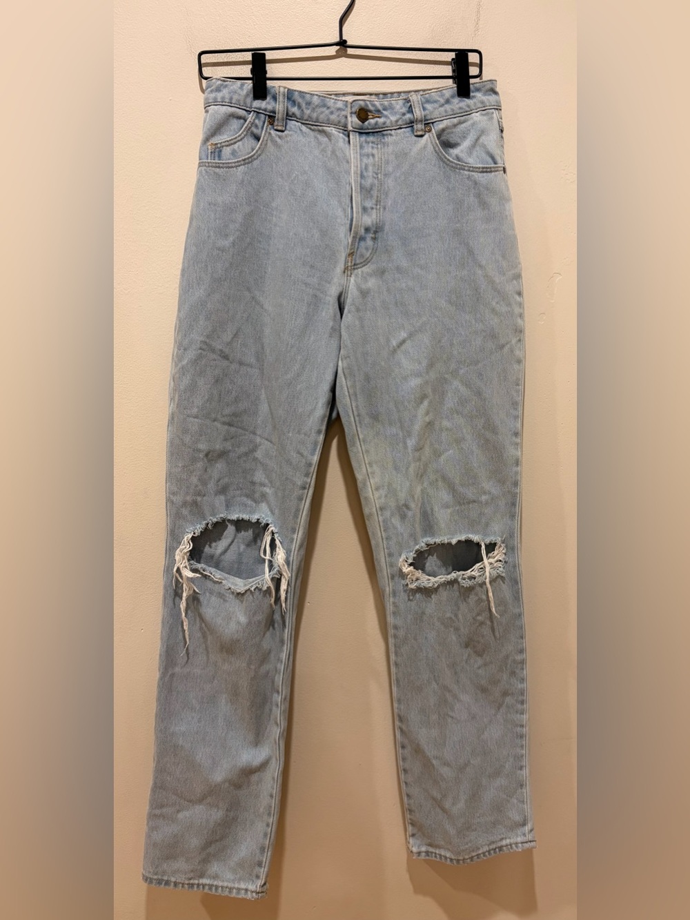 Rolla’s Classic Straight High Rise Light Blue Distressed Jeans - Women’s Size 28